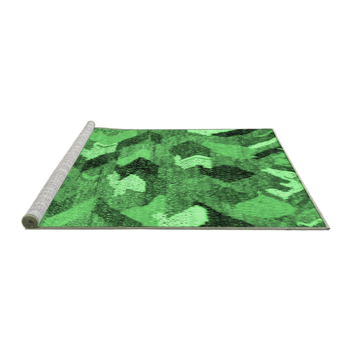 Sideview of Machine Washable Abstract Emerald Green Modern Area Rugs, wshabs2536emgrn