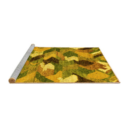 Sideview of Machine Washable Abstract Yellow Modern Rug, wshabs2536yw