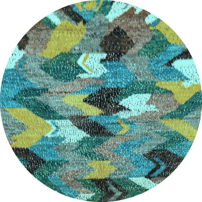 Round Machine Washable Abstract Light Blue Modern Rug, wshabs2536lblu