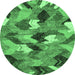 Round Abstract Emerald Green Modern Rug, abs2536emgrn