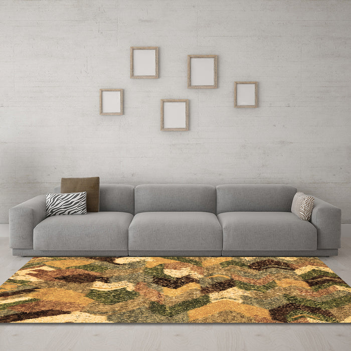 Machine Washable Abstract Brown Modern Rug in a Living Room,, wshabs2536brn