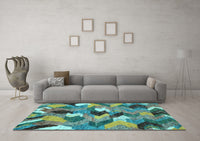 Machine Washable Abstract Light Blue Modern Rug, wshabs2536lblu