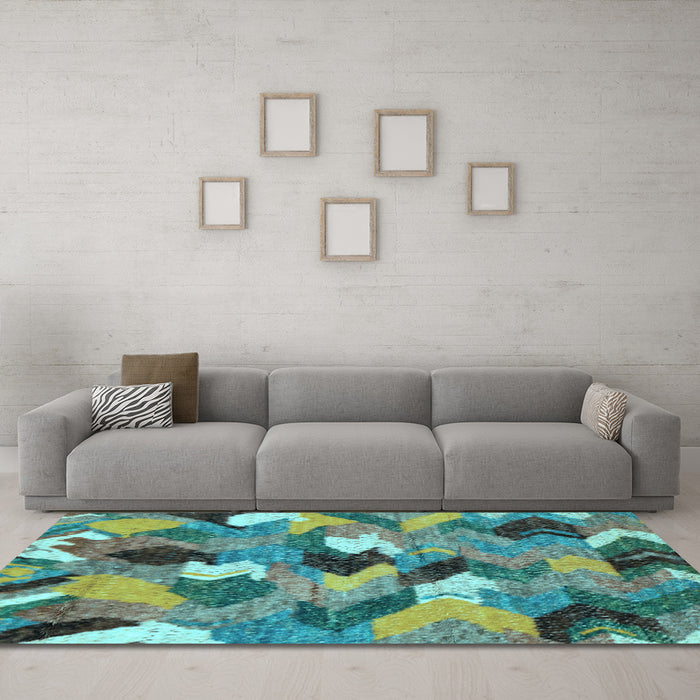 Machine Washable Abstract Light Blue Modern Rug in a Living Room, wshabs2536lblu