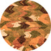 Round Abstract Orange Modern Rug, abs2536org