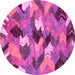 Round Machine Washable Abstract Pink Modern Rug, wshabs2536pnk