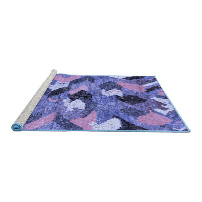 Sideview of Machine Washable Abstract Blue Modern Rug, wshabs2536blu