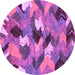 Round Abstract Purple Modern Rug, abs2536pur