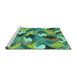 Sideview of Machine Washable Abstract Turquoise Modern Area Rugs, wshabs2536turq