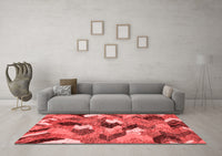 Machine Washable Abstract Red Modern Rug, wshabs2536red