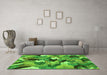 Machine Washable Abstract Green Modern Area Rugs in a Living Room,, wshabs2536grn