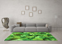 Machine Washable Abstract Green Modern Rug, wshabs2536grn