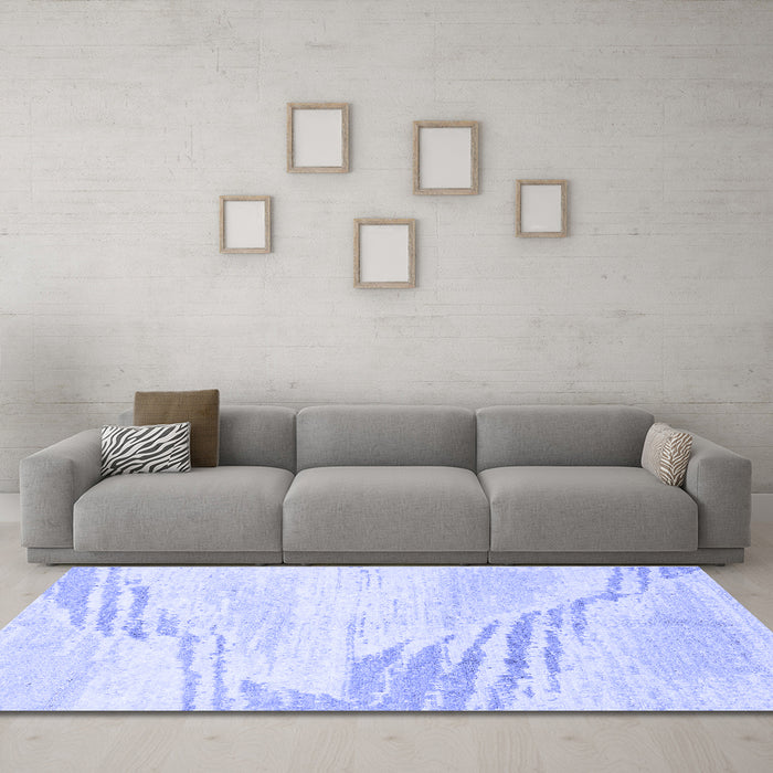Machine Washable Solid Blue Modern Rug in a Living Room, wshabs2537blu