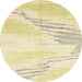 Round Abstract Sun Yellow Solid Rug, abs2537