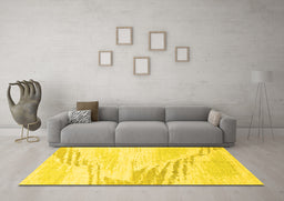 Machine Washable Solid Yellow Modern Rug in a Living Room, wshabs2537yw