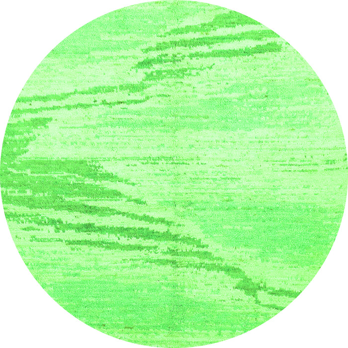 Round Machine Washable Solid Green Modern Area Rugs, wshabs2537grn