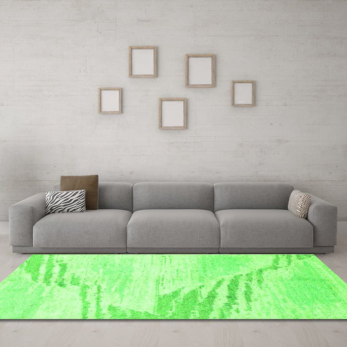 Machine Washable Solid Green Modern Area Rugs in a Living Room,, wshabs2537grn