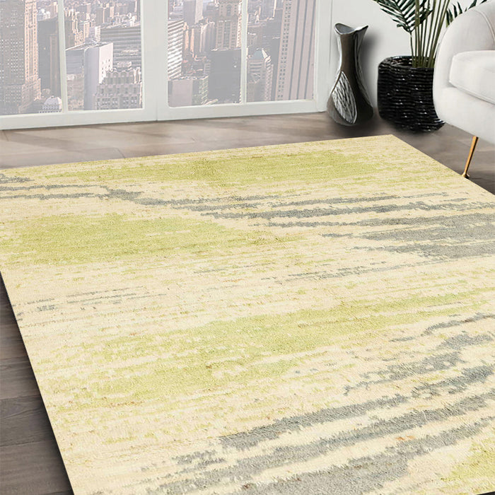 Abstract Sun Yellow Solid Rug in Family Room, abs2537