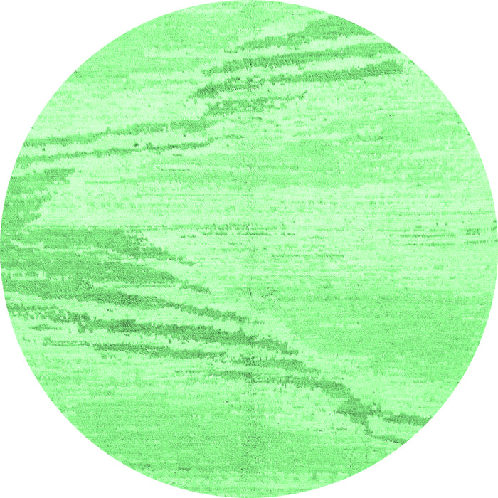 Round Machine Washable Solid Emerald Green Modern Area Rugs, wshabs2537emgrn