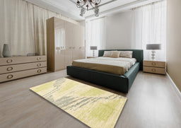 Abstract Sun Yellow Solid Rug in a Bedroom, abs2537