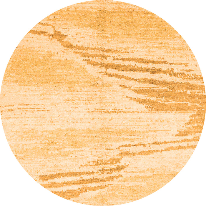 Round Machine Washable Solid Orange Modern Area Rugs, wshabs2537org