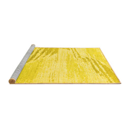 Sideview of Machine Washable Solid Yellow Modern Rug, wshabs2537yw