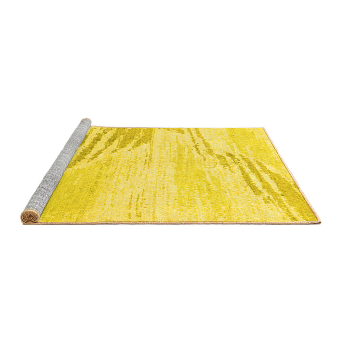 Sideview of Machine Washable Solid Yellow Modern Rug, wshabs2537yw