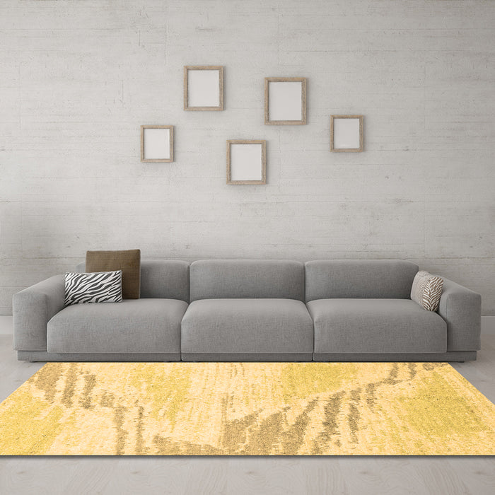 Machine Washable Solid Brown Modern Rug in a Living Room,, wshabs2537brn