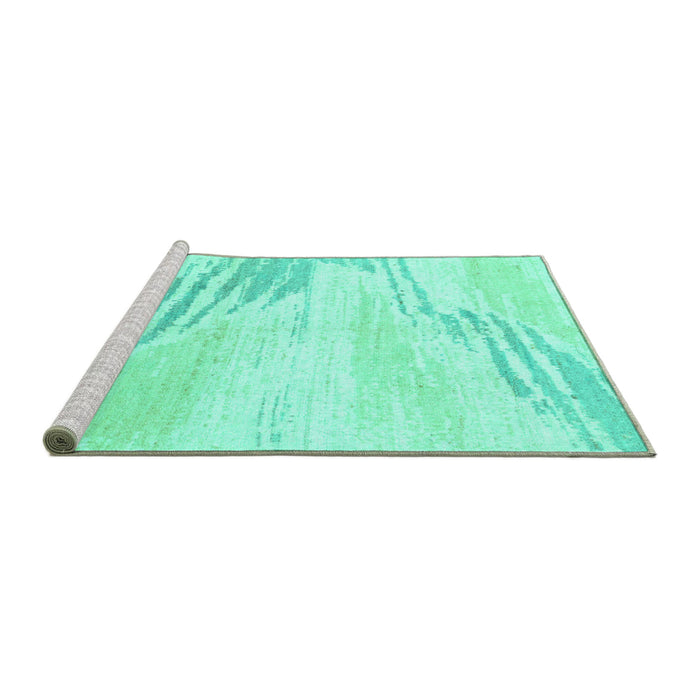 Sideview of Machine Washable Solid Turquoise Modern Area Rugs, wshabs2537turq