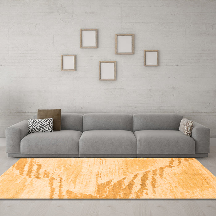 Machine Washable Solid Orange Modern Area Rugs in a Living Room, wshabs2537org