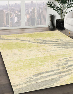 Machine Washable Abstract Sun Yellow Rug in a Family Room, wshabs2537
