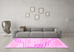 Machine Washable Solid Pink Modern Rug in a Living Room, wshabs2537pnk