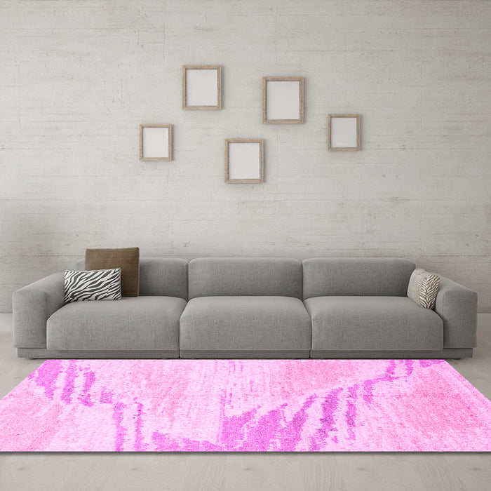 Machine Washable Solid Pink Modern Rug in a Living Room, wshabs2537pnk
