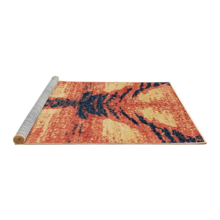 Sideview of Machine Washable Abstract Fire Brick Red Rug, wshabs2538