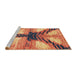 Sideview of Machine Washable Abstract Fire Brick Red Rug, wshabs2538