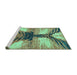 Sideview of Machine Washable Abstract Turquoise Modern Area Rugs, wshabs2538turq