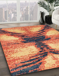 Abstract Fire Brick Red Modern Rug, abs2538