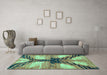 Machine Washable Abstract Turquoise Modern Area Rugs in a Living Room,, wshabs2538turq