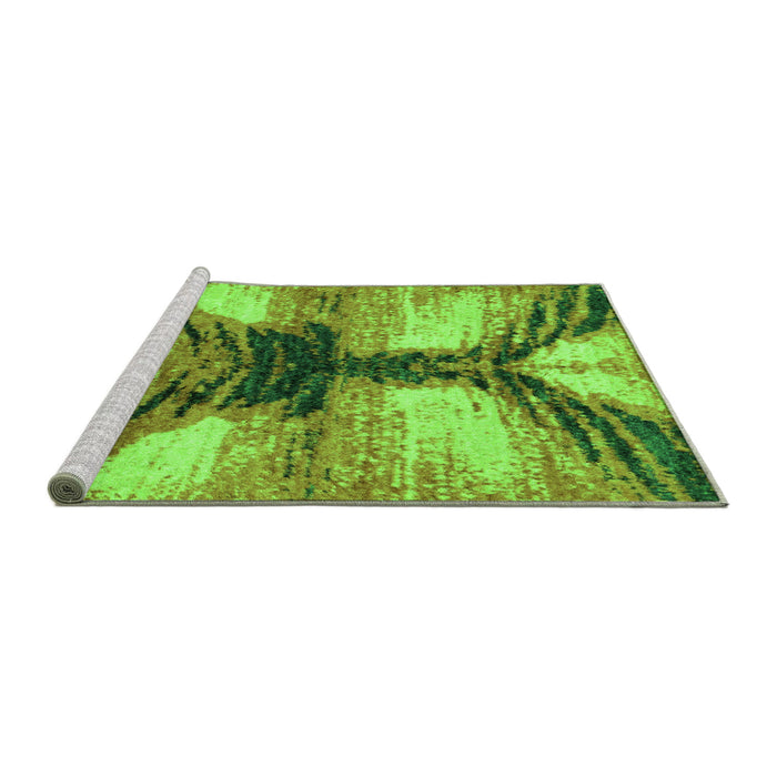 Sideview of Machine Washable Abstract Green Modern Area Rugs, wshabs2538grn