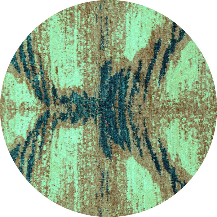 Round Abstract Turquoise Modern Rug, abs2538turq