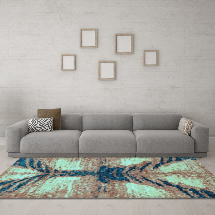 Machine Washable Abstract Light Blue Modern Rug in a Living Room, wshabs2538lblu