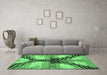 Machine Washable Abstract Emerald Green Modern Area Rugs in a Living Room,, wshabs2538emgrn