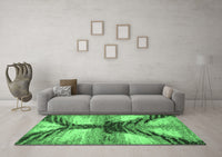 Machine Washable Abstract Emerald Green Modern Rug, wshabs2538emgrn