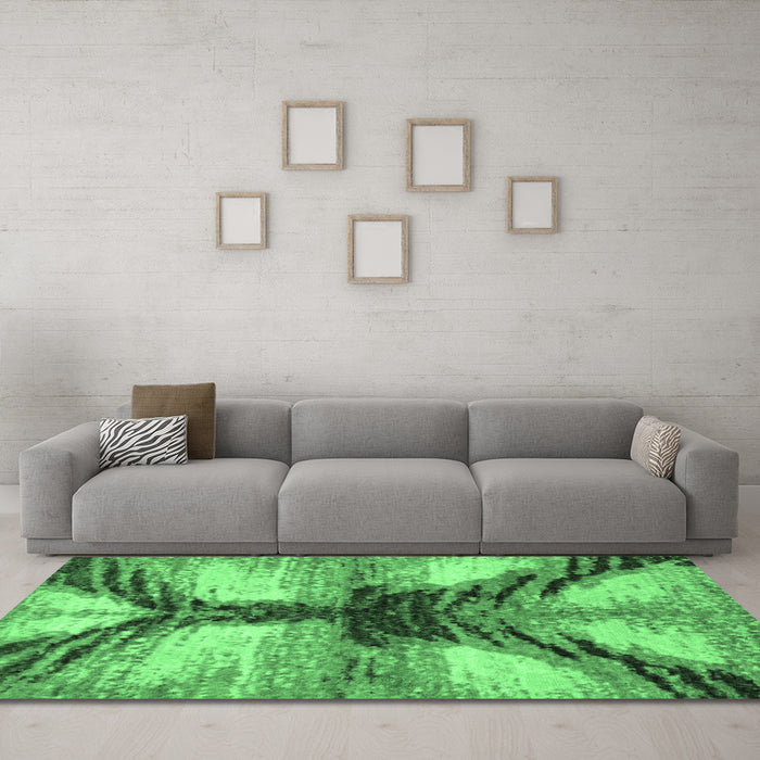 Machine Washable Abstract Emerald Green Modern Area Rugs in a Living Room,, wshabs2538emgrn