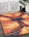 Abstract Fire Brick Red Modern Rug in Family Room, abs2538