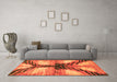 Machine Washable Abstract Orange Modern Area Rugs in a Living Room, wshabs2538org