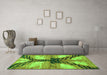 Machine Washable Abstract Green Modern Area Rugs in a Living Room,, wshabs2538grn