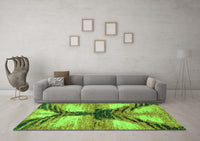 Machine Washable Abstract Green Modern Rug, wshabs2538grn