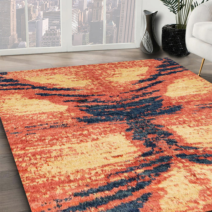 Machine Washable Abstract Fire Brick Red Rug in a Family Room, wshabs2538