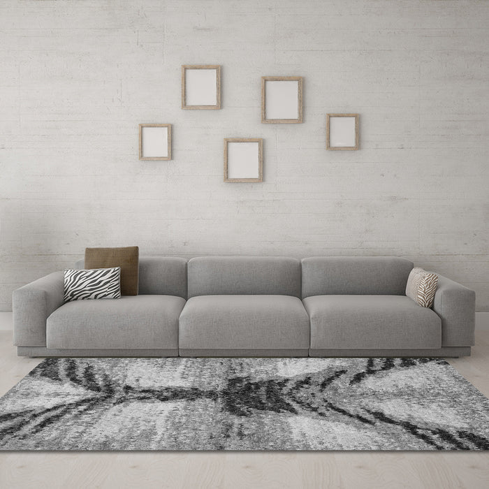 Machine Washable Abstract Gray Modern Rug in a Living Room,, wshabs2538gry