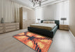 Abstract Fire Brick Red Modern Rug in a Bedroom, abs2538